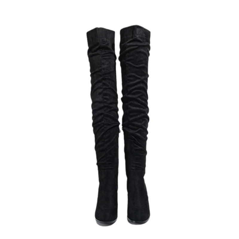 Women's High Heel Boots – Over The Knee Elastic Long Boots With Short Stout Heel