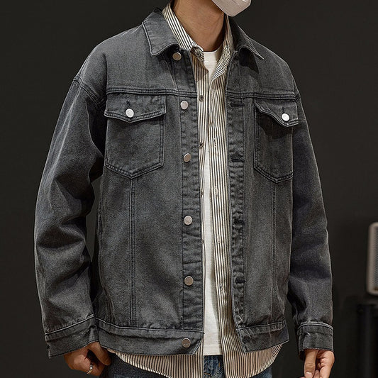 Denim Jacket Men | Classic Blue Cotton Coat With Size Stick Pocket