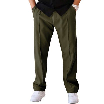 Men's Casual Trousers - Sports Loose Fit Drawstring Waist Pants With Bright Line Design