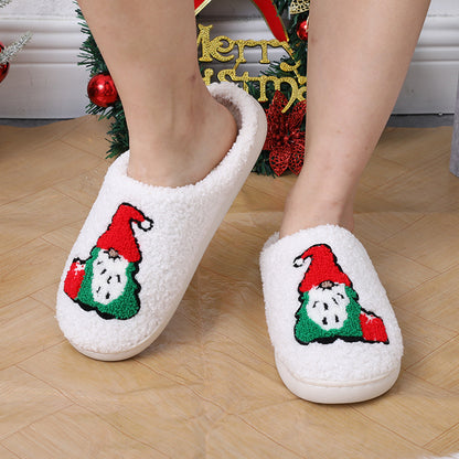 Cartoon Santa Slippers – Warm Plush Christmas Indoor Floor Shoes
