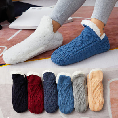 Winter Woolen Socks - Thick Indoor Slipper Socks With Non Slip Grip