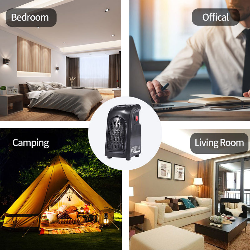 Portable black space heater for bedroom, office, camping tent, and living room use