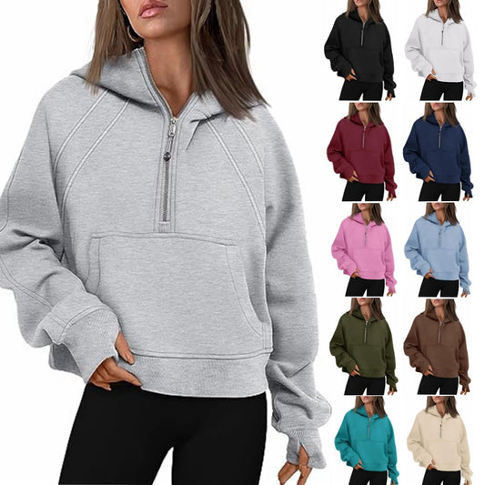 Zipper Hoodies Women | Loose Sport Tops With Pocket | Long Sleeve Pullover Sweater