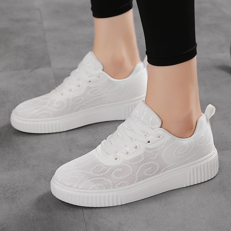 White Platform Shoes | Breathable Lace-Up Summer Casual Shoes For Women