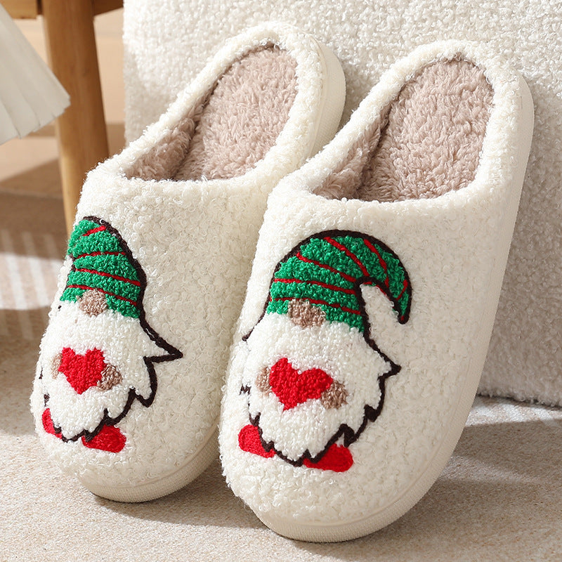 Cartoon Santa Slippers – Warm Plush Christmas Indoor Floor Shoes