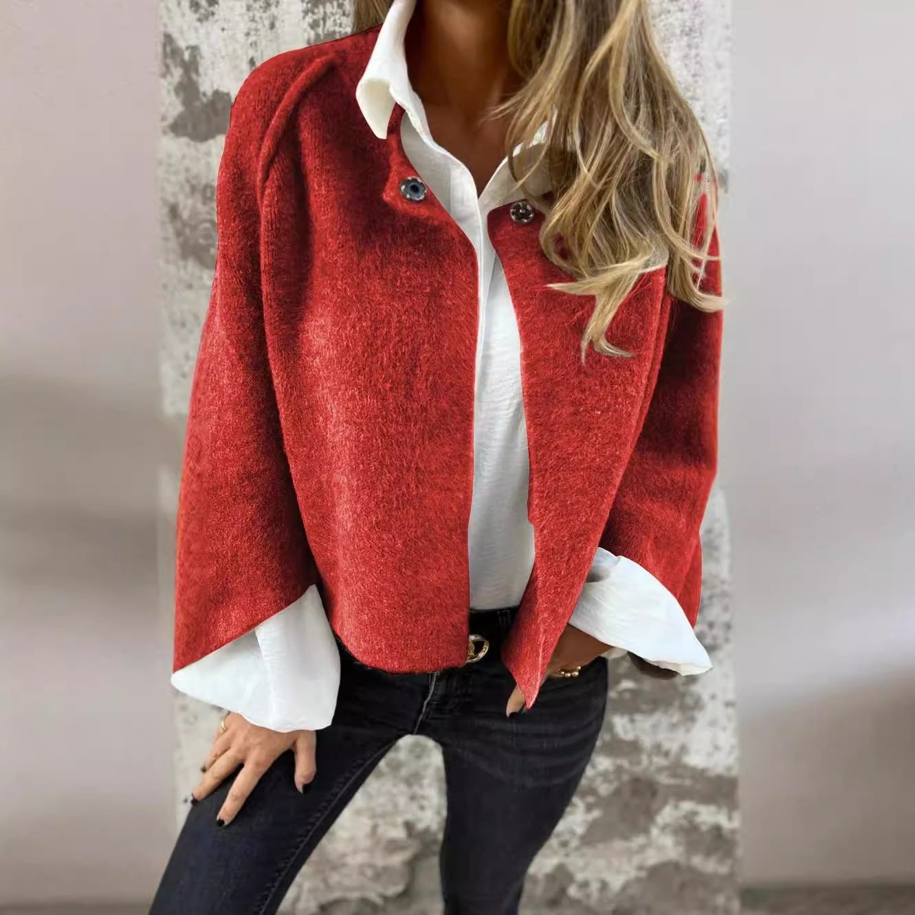 Batwing Sleeve Cardigan | Loose Cashmere Coat | Fashion Cropped Jacket Tops