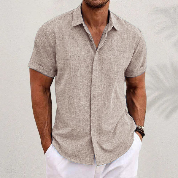 Men's Linen T-Shirt | Loose Fit Short Sleeve Tee | Lightweight Polyester Fabric Top