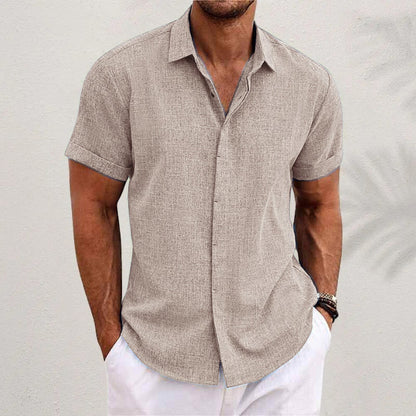 Men's Linen T-Shirt | Loose Fit Short Sleeve Tee | Lightweight Polyester Fabric Top