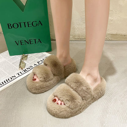Fuzzy Slippers Women | Cozy Faux Fur Slippers With Soft Rubber Sole