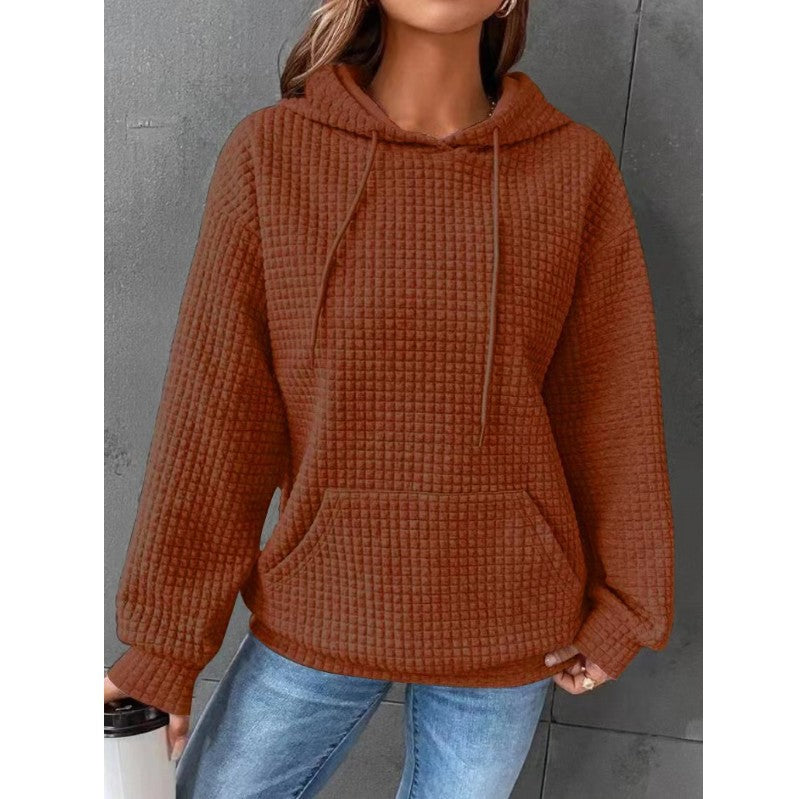 Women's Waffle Hoodie - Cozy Casual Sweatshirts | Lightweight Polyester Fiber Top