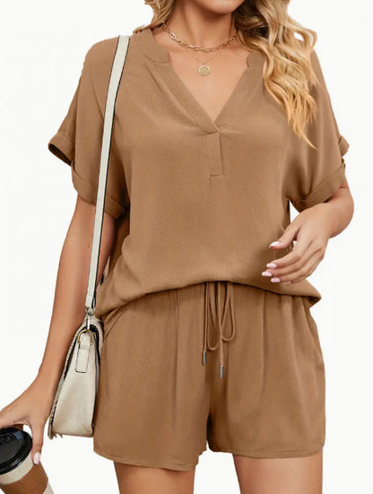 Women's Casual Summer Set - Loose Fit 2-Piece Clothing Set With Polyester Fabric