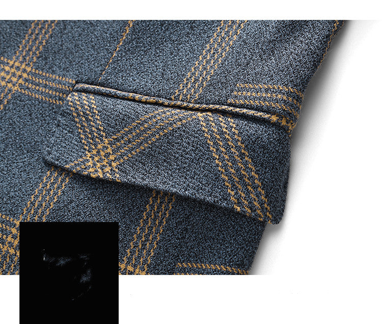 Business Wedding Suit - Men's Yellow Check Three Piece Formal Dress Set