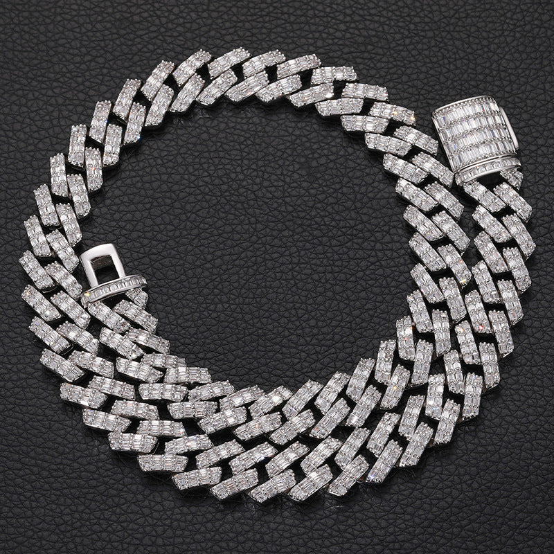 Cuban Necklace Men | 14MM Hip Hop Zircon Inlaid Mixed Metal Chain