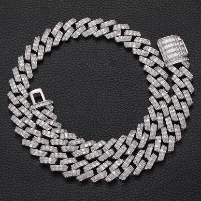 Cuban Necklace Men | 14MM Hip Hop Zircon Inlaid Mixed Metal Chain