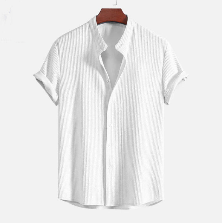 Loose Short Sleeve Shirt - Summer Mens Casual Loose Top Polyester Fiber