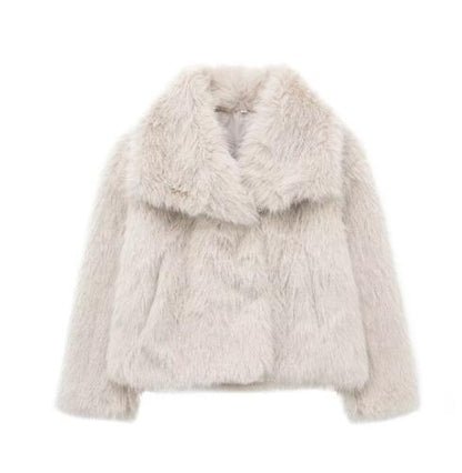Winter Plush Coat – Thick Warm Coat With Fluffy Lapel Jacket Design