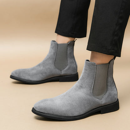 Men's Leather Boots | Plus Size High Top British Chelsea Boots With Rubber Sole