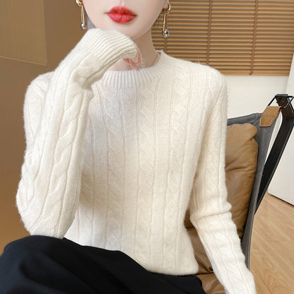 Twist Sweater Knit Vintage Round Neck Base Shirt