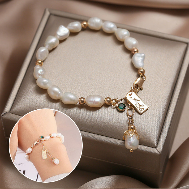 Zircon Pearl Bracelet - Natural Floral Pearl Jewelry For Women
