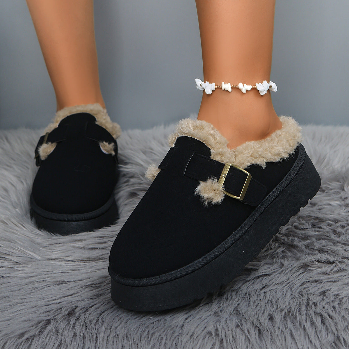 Platform Fluffy Shoes – Cozy Warm Velvet Casual Cotton Footwear
