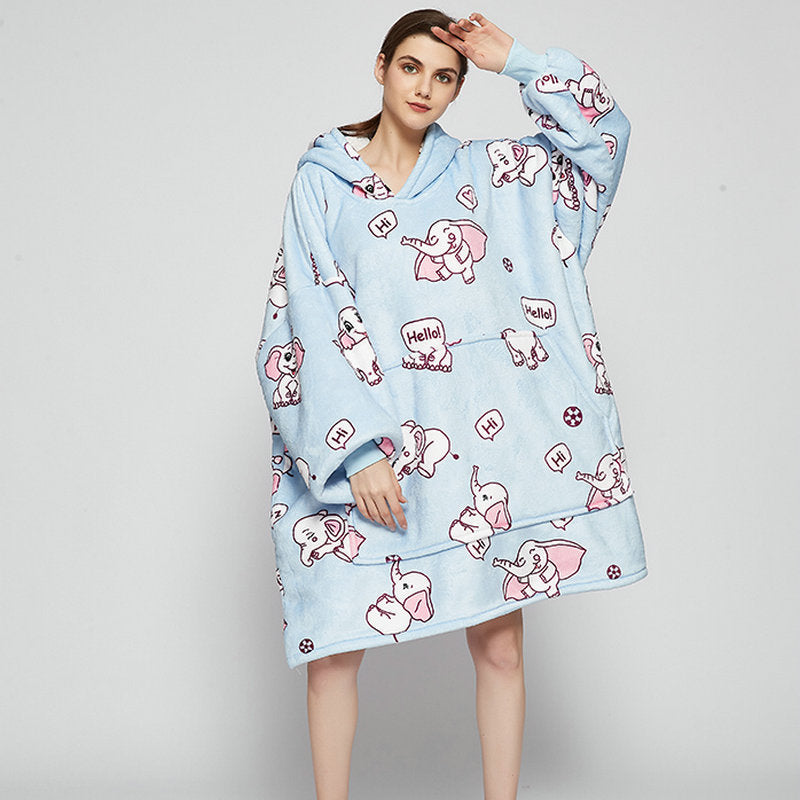 Wearable Blanket Hoodie – Cozy Fleece Sleepwear With Warm Oversized Fit