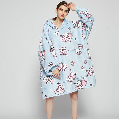 Wearable Blanket Hoodie – Cozy Fleece Sleepwear With Warm Oversized Fit