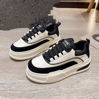 White Platform Sneakers | Fashion Sneakers With Thick Bottom Shoes For Women