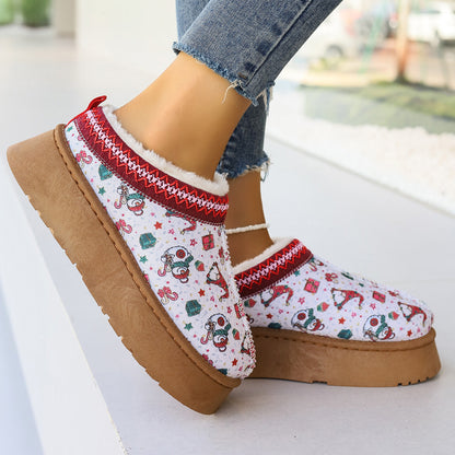 Women's Winter Ankle Boots | Plush Lined Slippers | Cartoon Print Comfort
