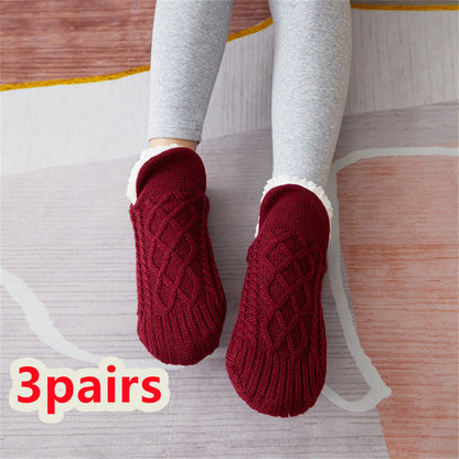 Winter Woolen Socks - Thick Indoor Slipper Socks With Non Slip Grip