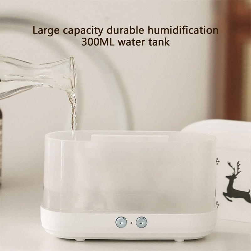 White 300ML humidifier tank being filled with water, featuring dual silver control buttons