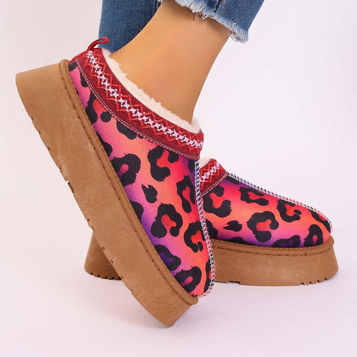 Women's Winter Ankle Boots | Plush Lined Slippers | Cartoon Print Comfort