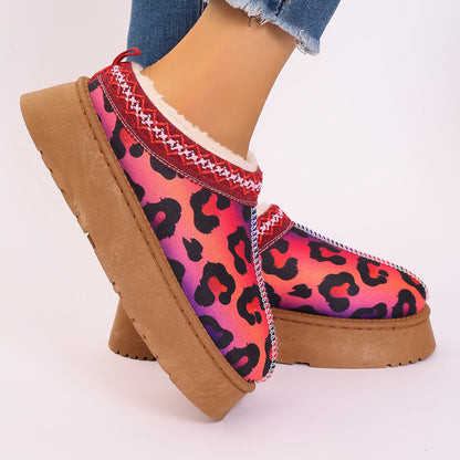 Women's Winter Ankle Boots | Plush Lined Slippers | Cartoon Print Comfort