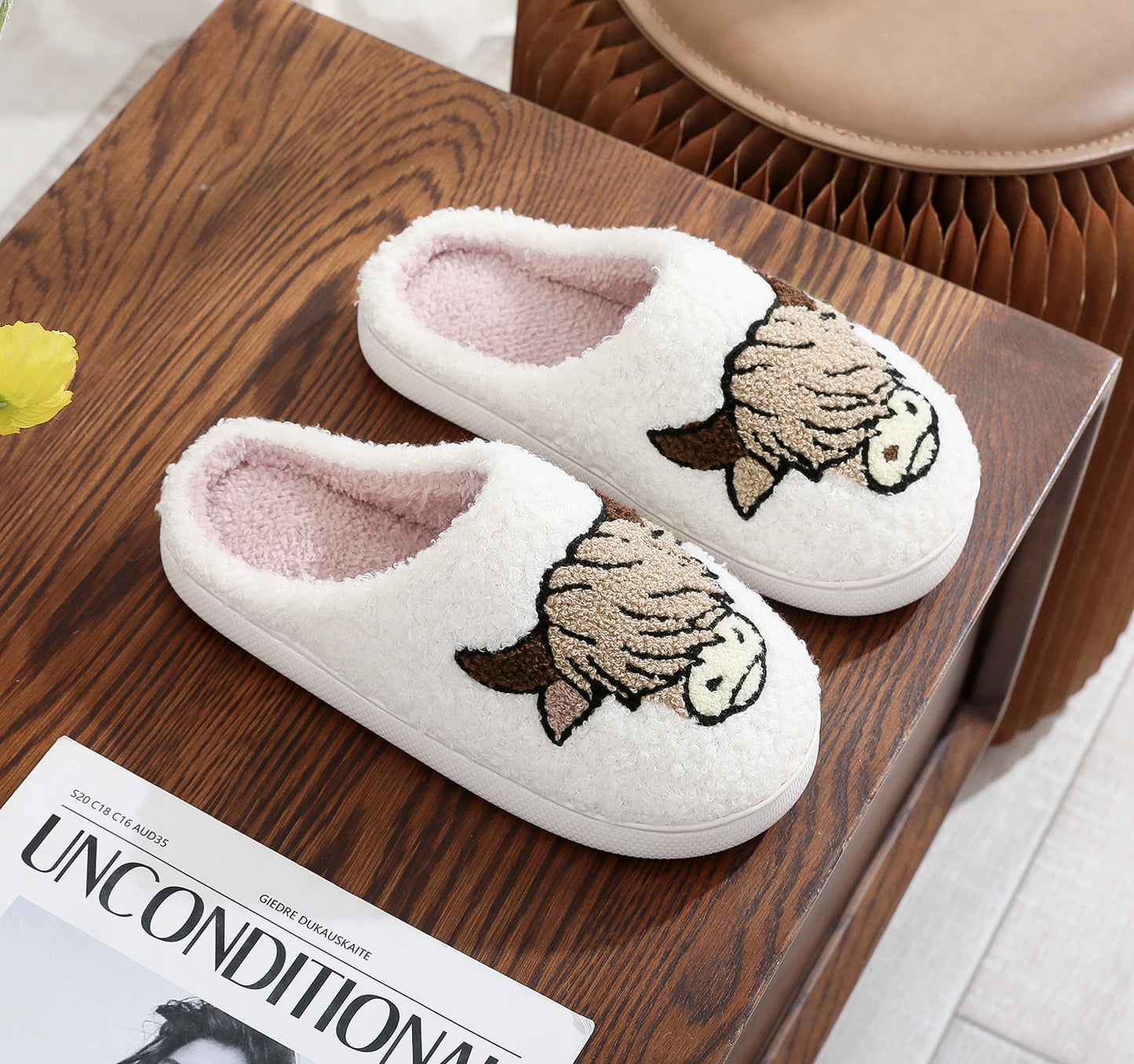 Women's Cotton Slippers – Warm Plush Winter Home Footwear With TPR Sole