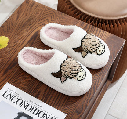 Women's Cotton Slippers – Warm Plush Winter Home Footwear With TPR Sole