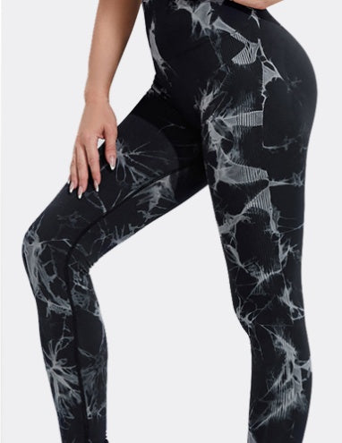 Tie Dye Leggings - Seamless Yoga Pants With Push Up Fit For Women