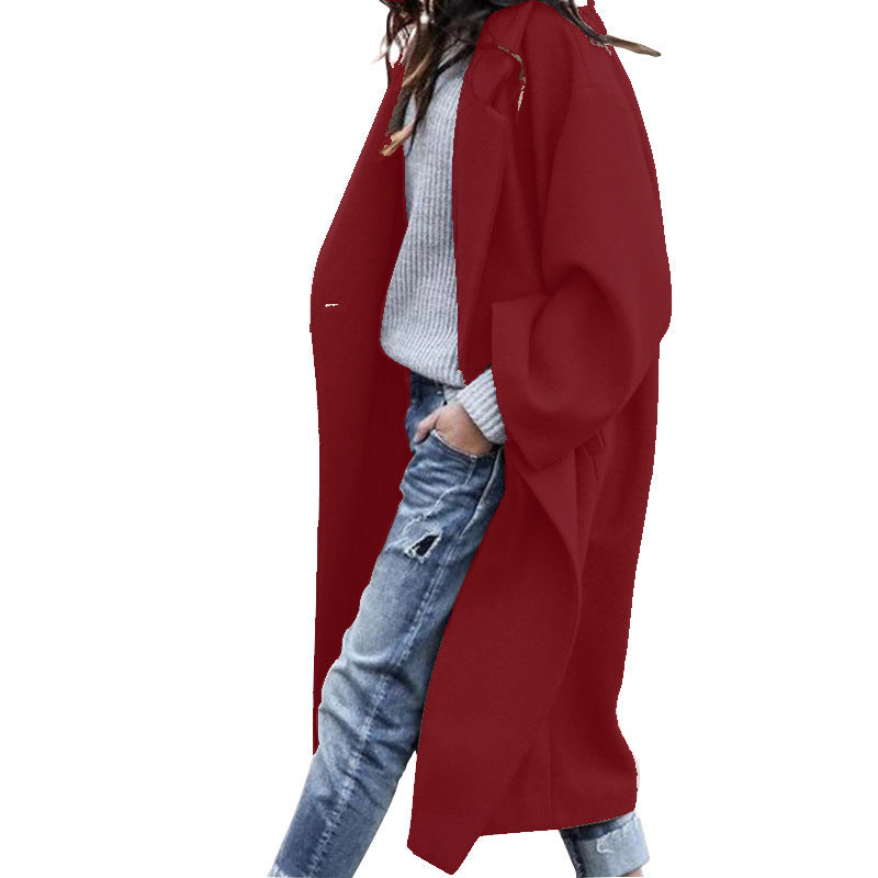 Long Woolen Jacket – Stylish Casual Lapel Coat With Warm Winter Clothing