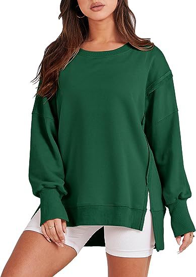 Oversized Sweatshirt Women | Solid Color Crew Neck Pullover Hoodie | Warm Cozy Fall Top