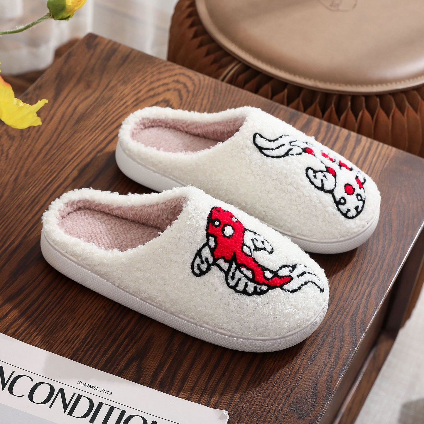 Women's Cotton Slippers – Warm Plush Winter Home Footwear With TPR Sole