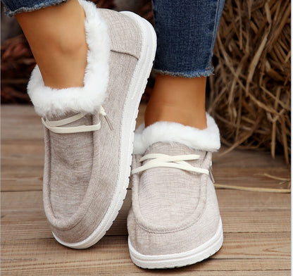 Fleece Lined Slippers | Women’s Winter Shoes | Cozy Flat Heel Footwear