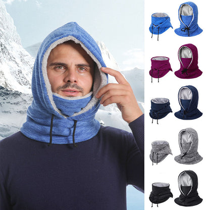 Winter Cycling Cap - Windproof Thickened Pullover Hat With Cold-Proof Scarf For Men Women