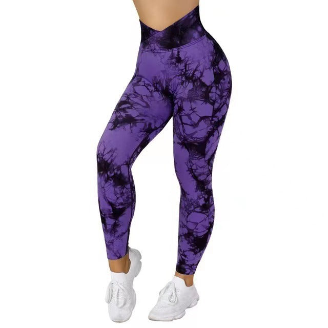 Tie Dye Leggings - Seamless Yoga Pants With Push Up Fit For Women