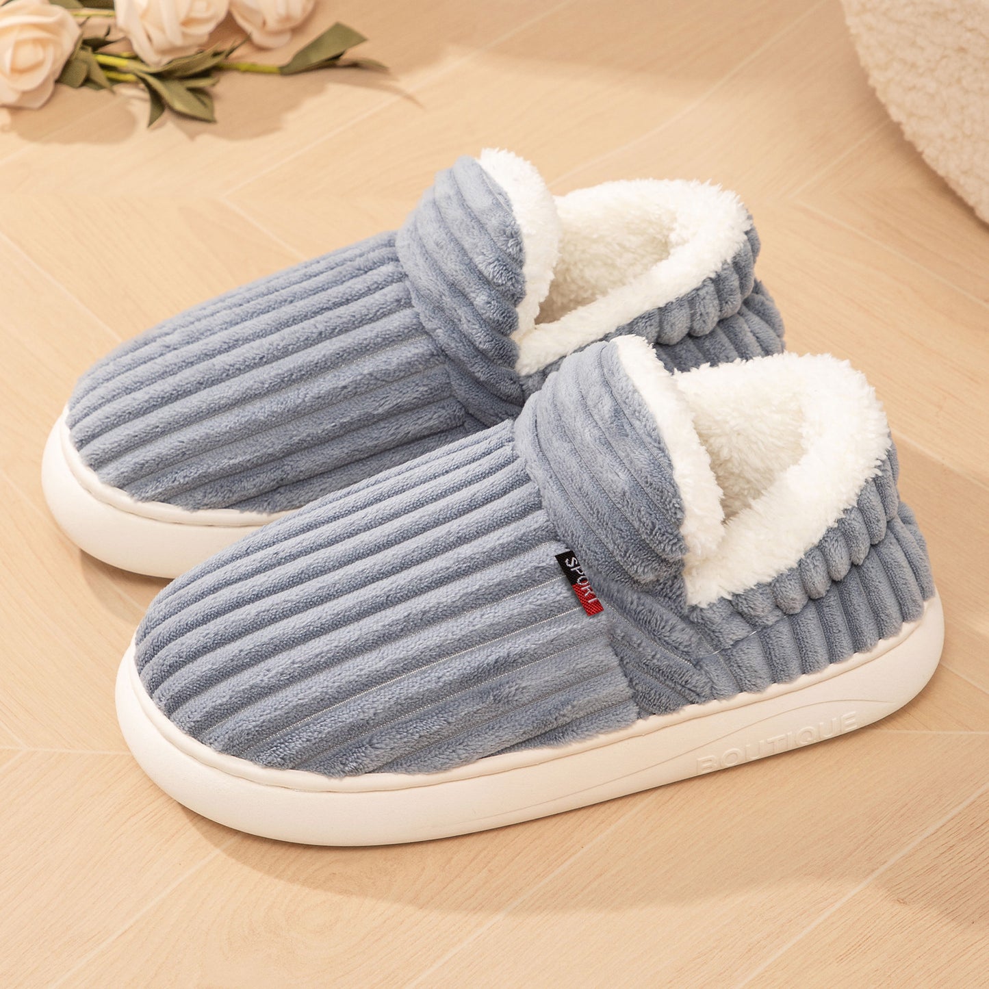 Cotton Winter Slippers – Women's Cozy Indoor Footwear With Soft Corduroy Lining
