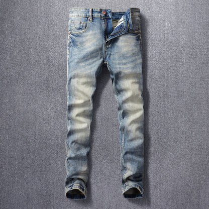 Retro Men's Jeans | Vintage Denim Pants | Slightly Elastic Straight Leg