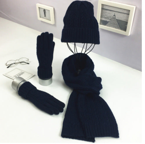 Warm Hat Scarf Set – Unisex Winter Accessory Set With Soft Cotton Gloves