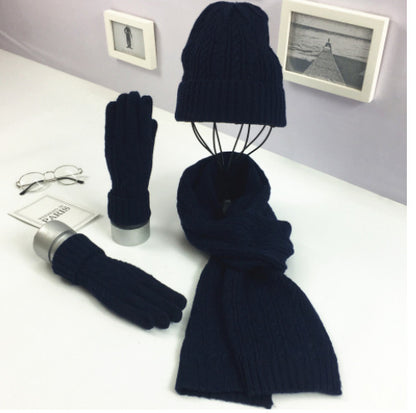 Warm Hat Scarf Set – Unisex Winter Accessory Set With Soft Cotton Gloves