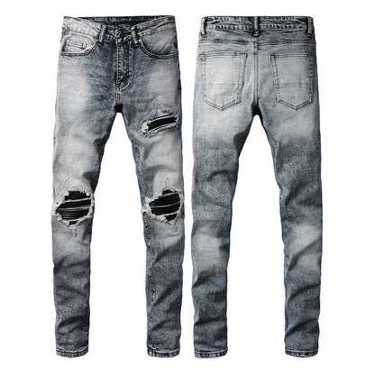 Retro Jeans Men | Trendy Slim Fit Pencil Denim Pants With Zipper Fly