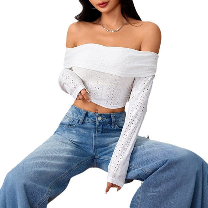 Sweet And Spicy Off-the-shoulder Women's T-shirt Short Crop Top