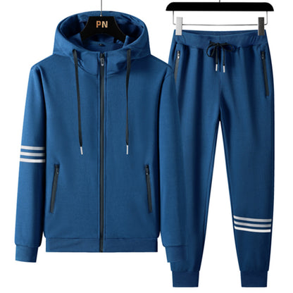 Cotton Hooded Tracksuit – Men's Casual Two-Piece Set With Breathable Sportswear
