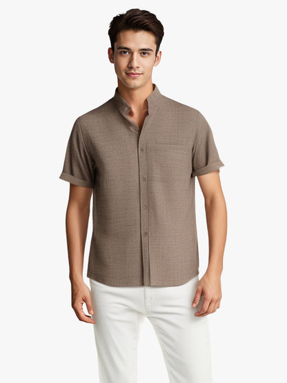 Breathable Cotton Shirt - Mens Summer Shirt With Lapel Collar, Lightweight Tee