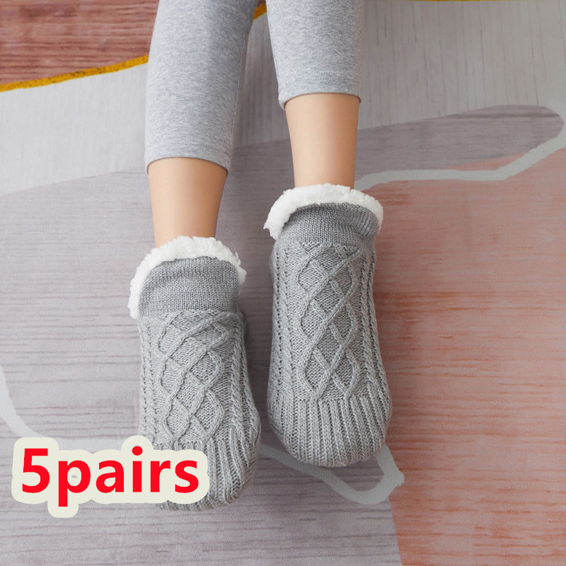 Winter Woolen Socks - Thick Indoor Slipper Socks With Non Slip Grip